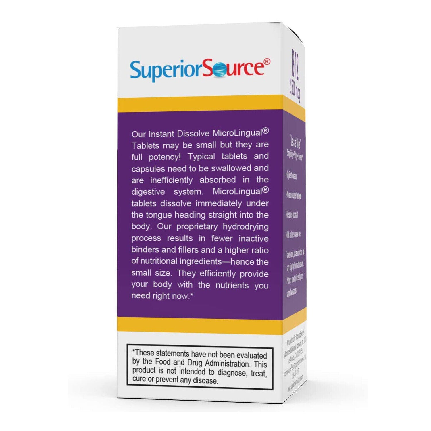 Superior Source No Shot Methylcobalamin B-12 2500 mcg MicroLingual® Instant Dissolve Tablets - High-quality Vitamin B by Superior Source at BariatricPal Store