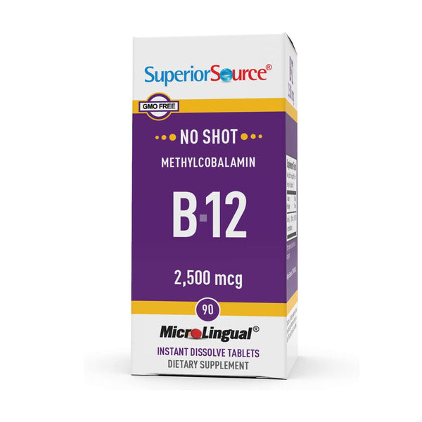 Superior Source No Shot Methylcobalamin B-12 2500 mcg MicroLingual® Instant Dissolve Tablets - High-quality Vitamin B by Superior Source at 
