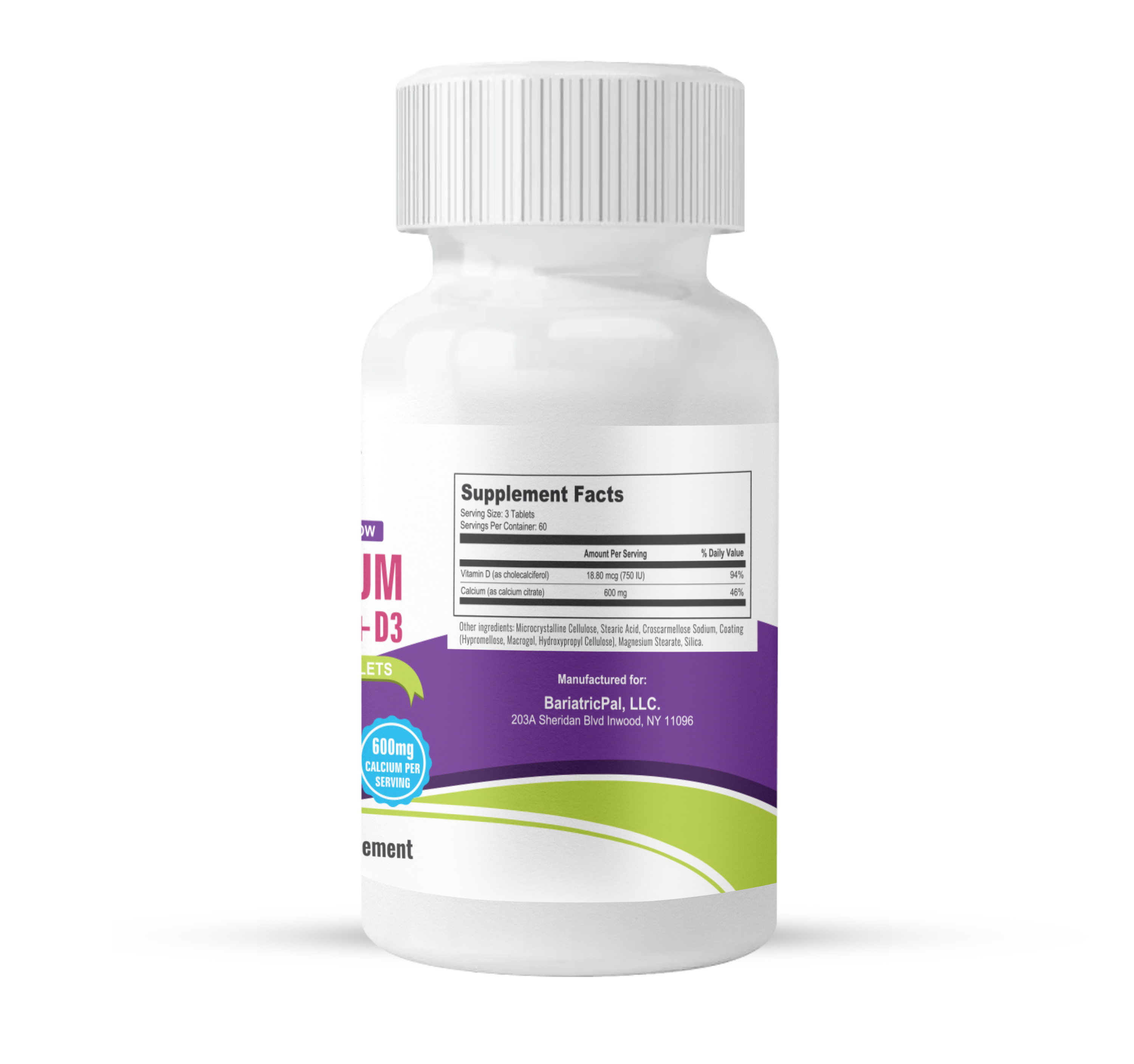 BariatricPal Easy Swallow Calcium Citrate (600mg) and D3 Coated Tablets - NEW! - High-quality Calcium by BariatricPal at BariatricPal Store