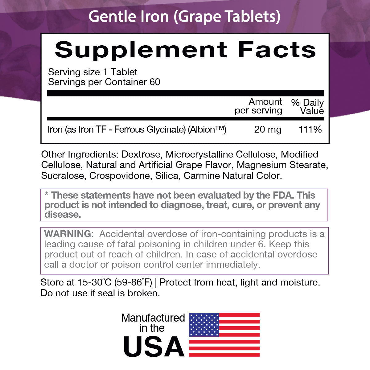 Journey Gentle Iron Grape Melt Tablets by Bariatric Eating - High-quality Vitamins by Bariatric Eating at BariatricPal Store