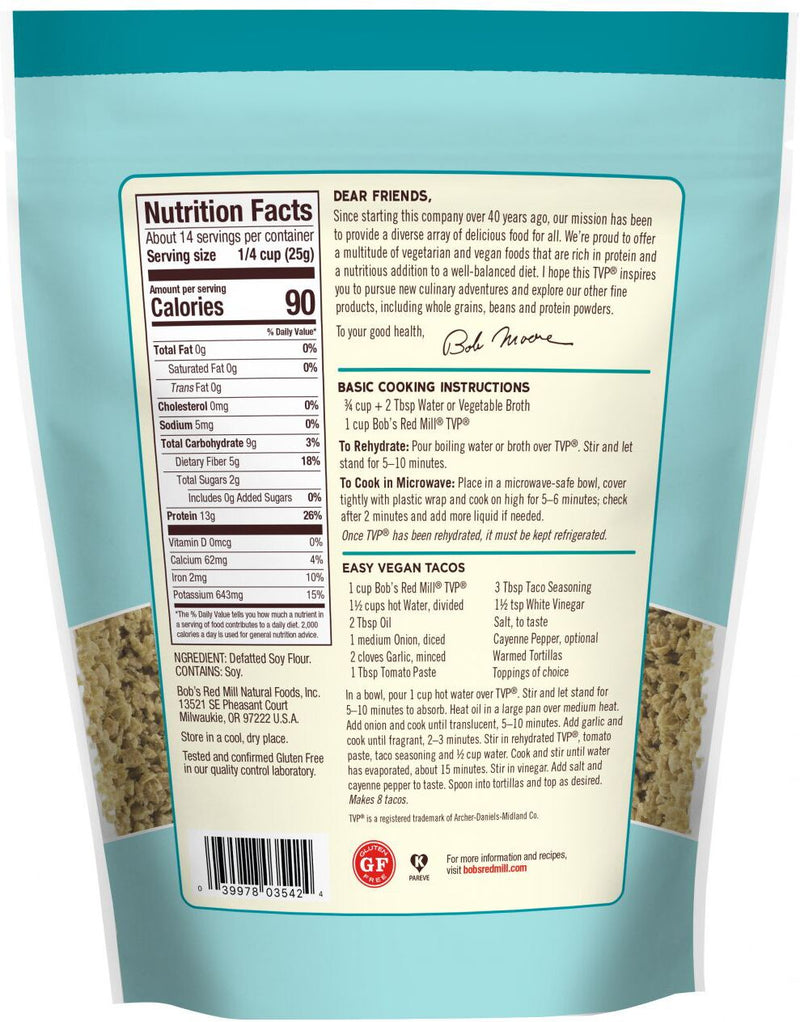 Bob's Red Mill Textured Vegetable Protein 12 oz. - High-quality Protein by Bob's Red Mill at 