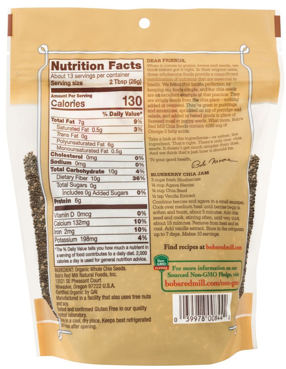 Bob's Red Mill Chia Seed, Organic, Whole 12 oz. - High-quality Oils/EFAs by Bob's Red Mill at BariatricPal Store