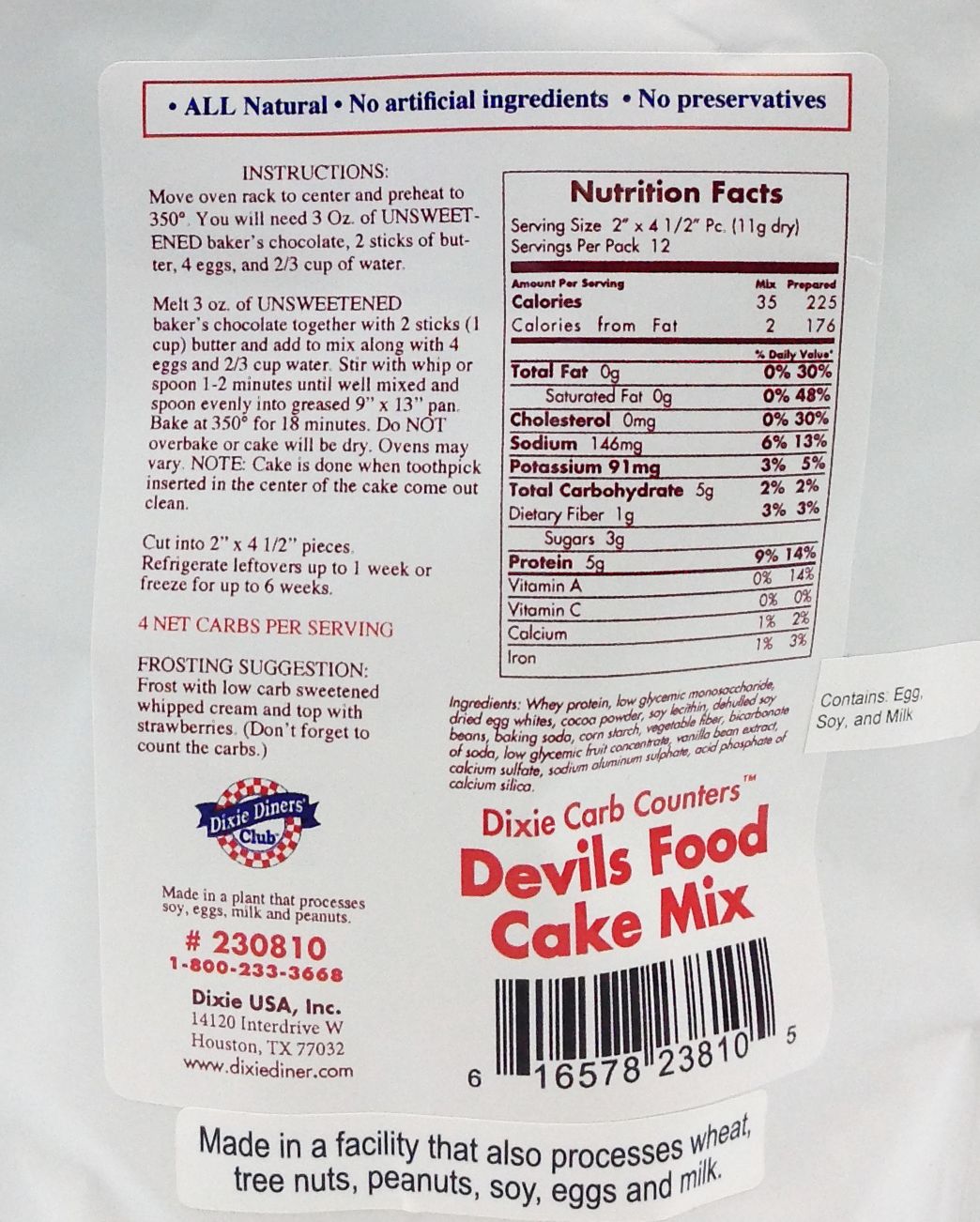 Dixie USA Carb Counters Cake Mix 4.9 oz. - High-quality Baking Products by Dixie USA at BariatricPal Store