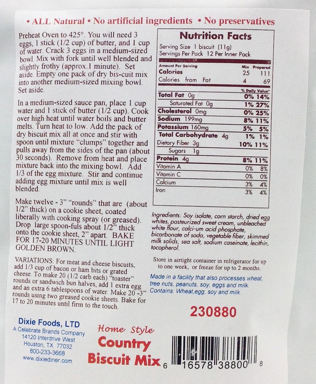 Dixie USA Carb Counters Country Biscuit Mix 9.3 oz. - High-quality Baking Products by Dixie USA at BariatricPal Store