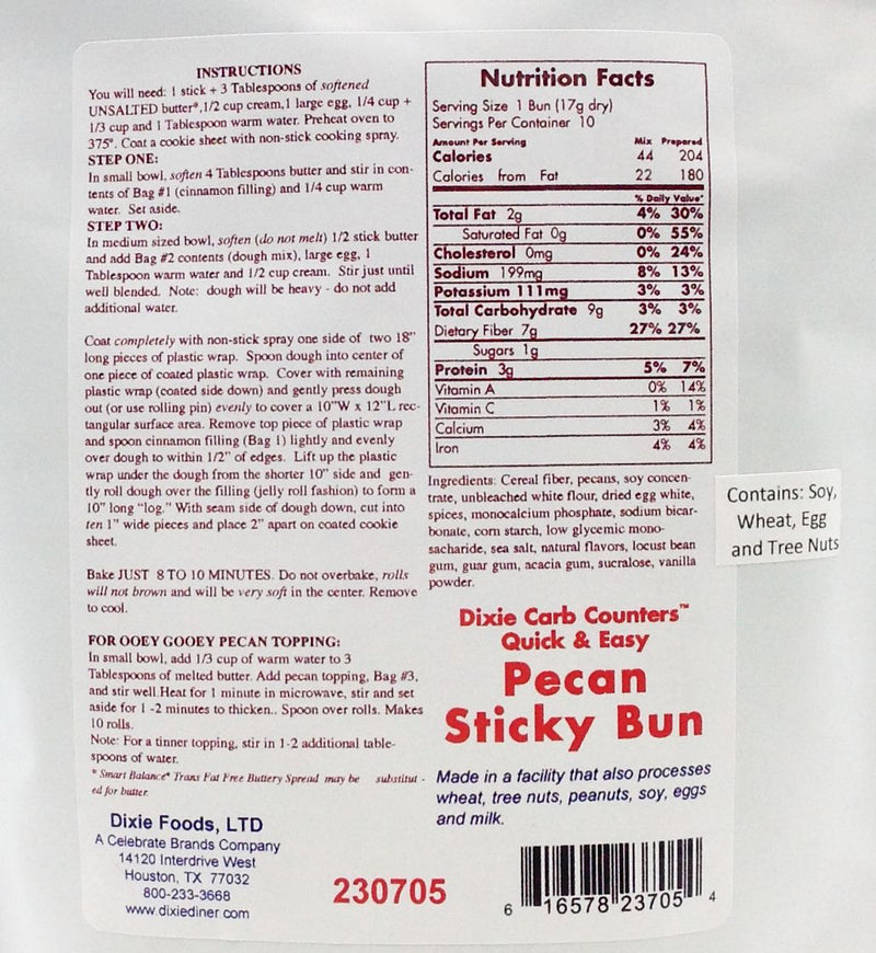Dixie USA Carb Counters Pecan Sticky Bun Mix 5.9 oz. - High-quality Baking Products by Dixie USA at 