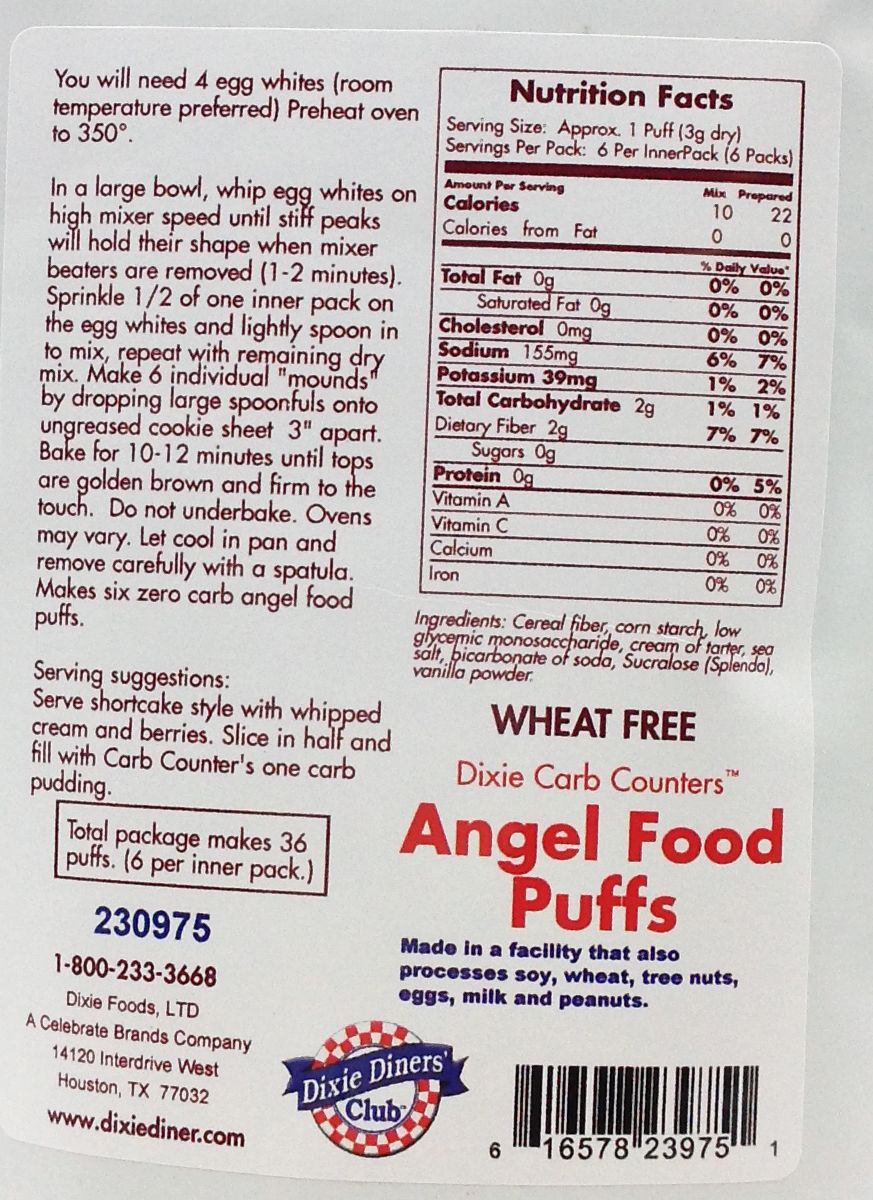 Dixie USA Carb Counters Angel Food Puffs 3.8 oz. - High-quality Baking Products by Dixie USA at BariatricPal Store
