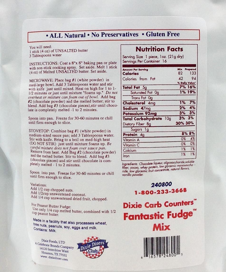 Dixie USA Carb Counters Fantastic Fudge Mix 12 oz - High-quality Baking Products by Dixie USA at BariatricPal Store