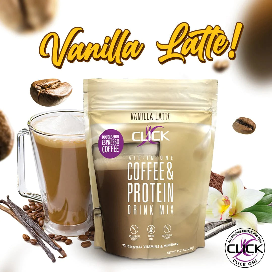Click Coffee & Protein Powder Bag - Vanilla Latte - High-quality Protein Powder Tubs by Click at BariatricPal Store