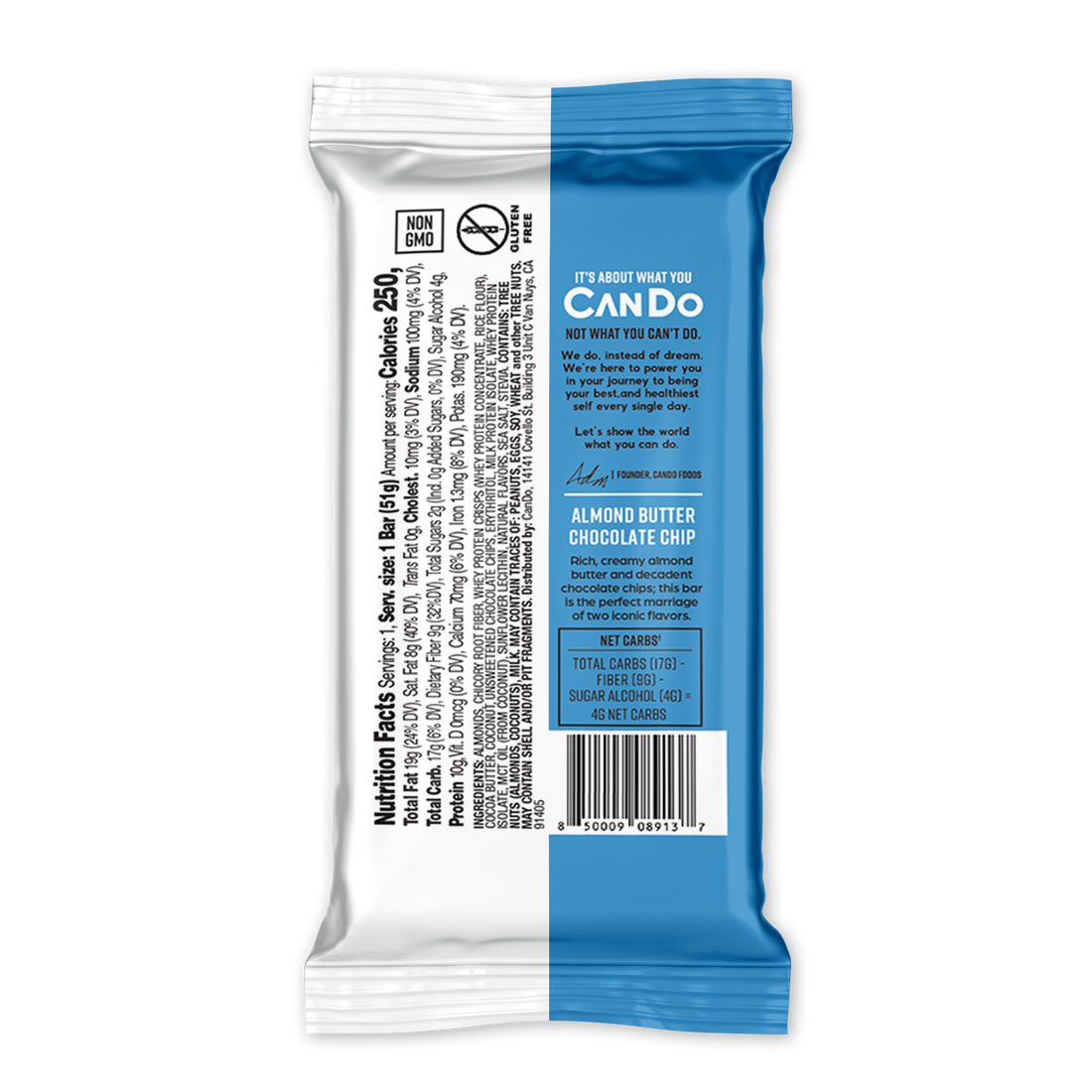 Keto Krisp Protein Bar by CanDo - Almond Butter Chocolate Chip - High-quality Protein Bars by CanDo at 
