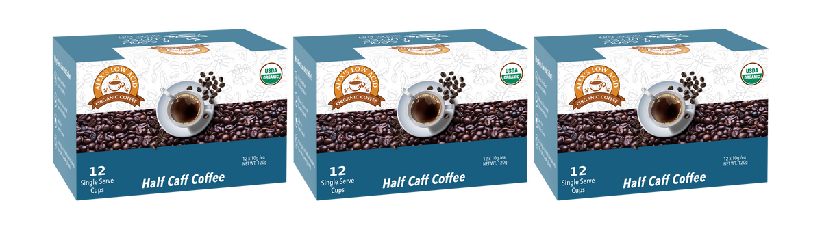 Alex's Low Acid Organic Coffee™ K-Cups - Half Caff - High-quality Coffee by Alex's Low Acid Coffee at BariatricPal Store