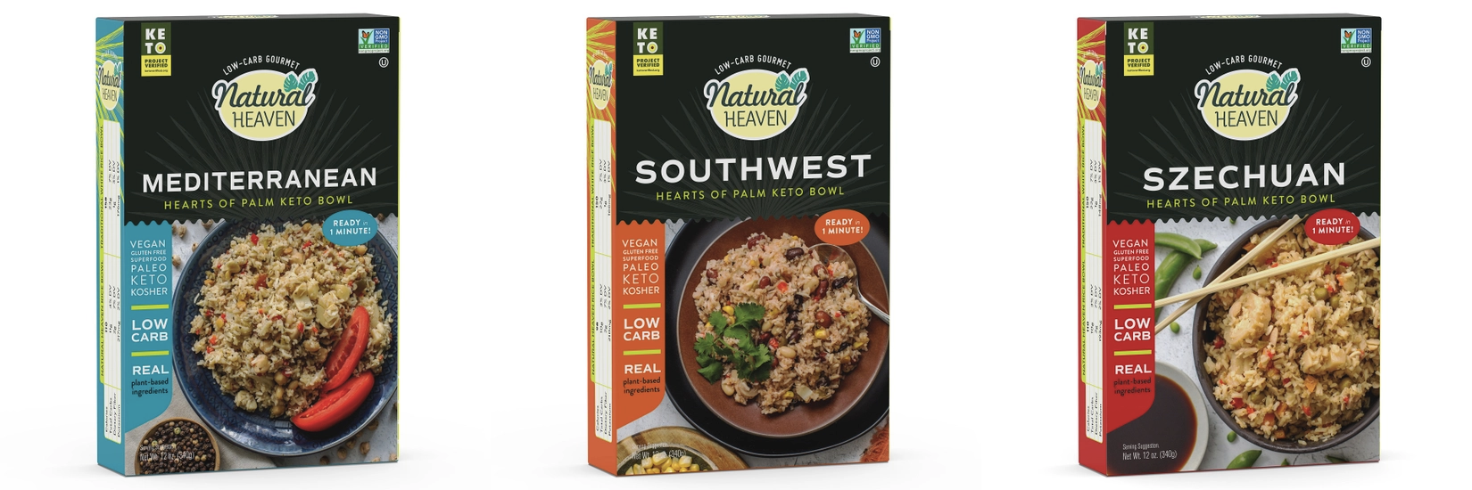 Riced Hearts of Palm Pasta Keto Bowl Ready Meal by Natural Heaven - Variety Pack - High-quality Pasta by Natural Heaven at BariatricPal Store