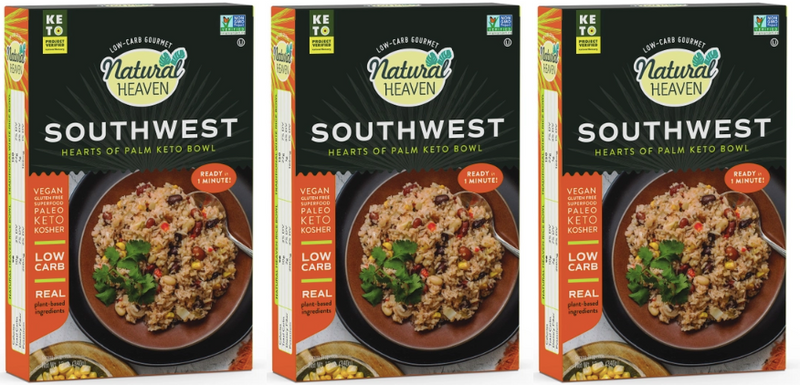 Riced Hearts of Palm Pasta Keto Bowl Ready Meal by Natural Heaven - Southwest Rice - High-quality Pasta by Natural Heaven at 