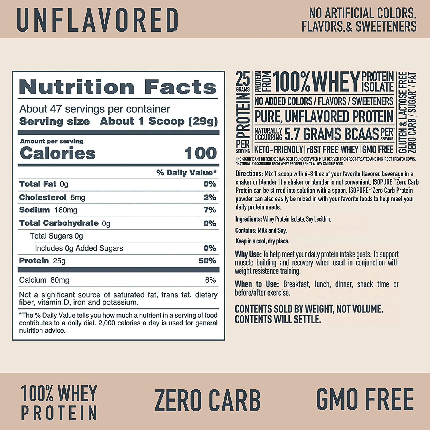 #Flavor_Unflavored - Zero Carb #Size_3 lb.