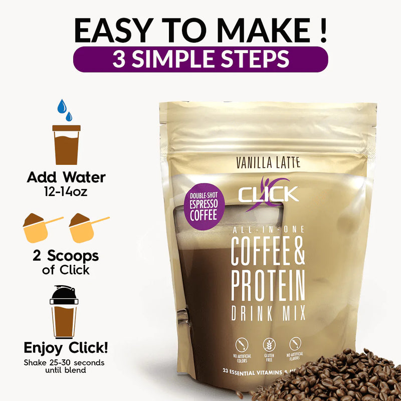 Click Coffee & Protein Powder Bag - Vanilla Latte - High-quality Protein Powder Tubs by Click at 