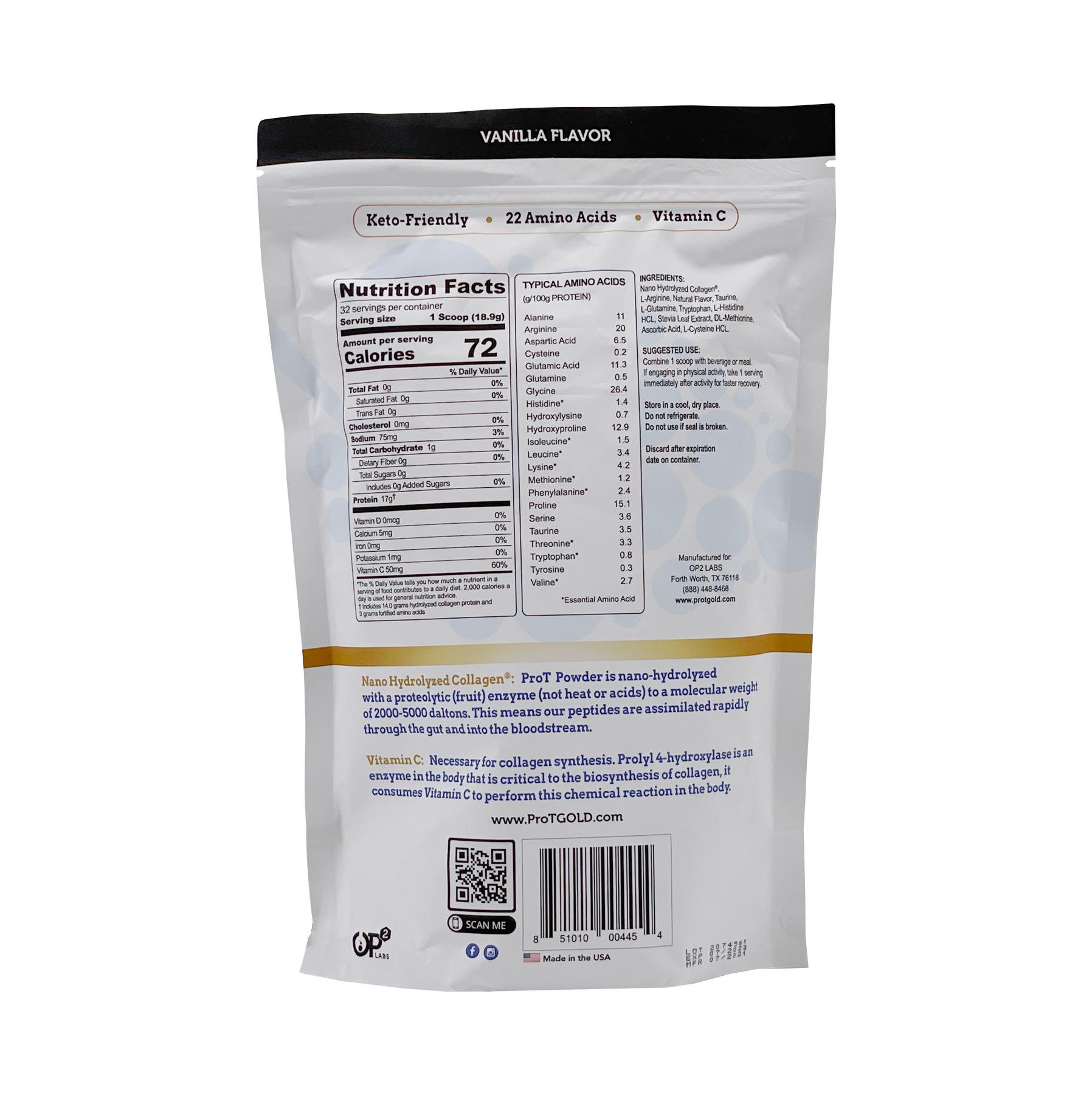 Collagen Protein Powder by ProT Gold - Vanilla - High-quality Protein Powder by ProT Gold at BariatricPal Store