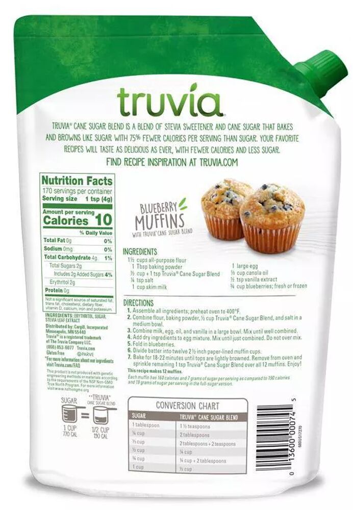 Truvia Cane Sugar Blend, Mix of Stevia Sweetener and Cane Sugar 1.5 lb. (24 oz.) - High-quality Gluten Free by Truvia at 