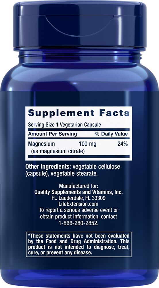 Life Extension Magnesium Citrate 100 vegetarian caps - High-quality Gluten Free by Life Extension at BariatricPal Store