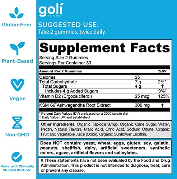 Goli Nutrition Ashwagandha Gummies - High-quality Sleep Aid by Goli at BariatricPal Store