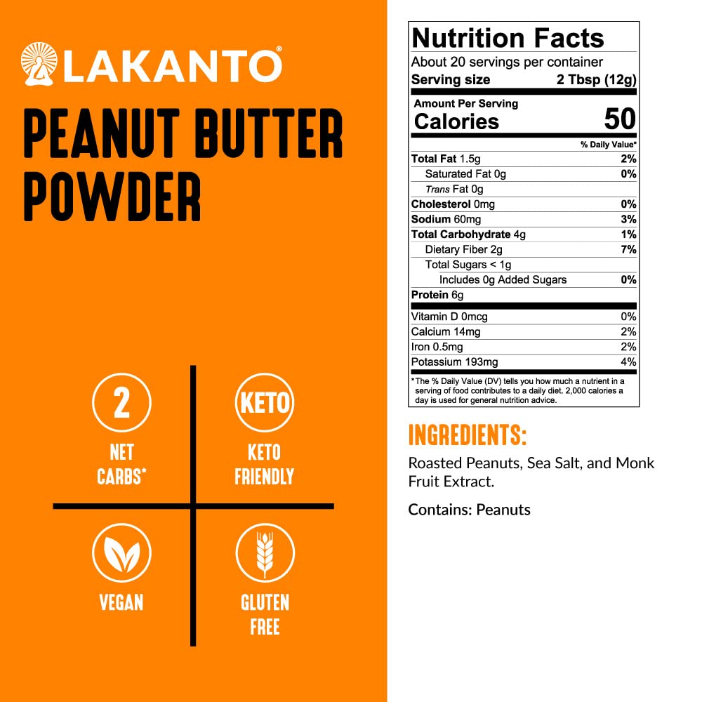 Lakanto Powdered Peanut Butter - Sweetened with Monkfruit - High-quality Peanut Butter by Lakanto at BariatricPal Store