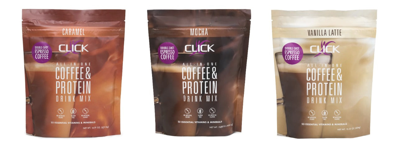 Click Coffee & Protein Powder Bag- Variety Pack - High-quality Protein Powder Tubs by Click at BariatricPal Store