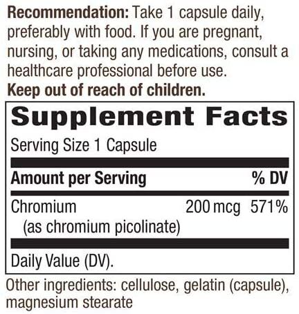 Nature's Way Chromium Picolinate 100 capsules - High-quality Blood Sugar Support by Nature's Way at 