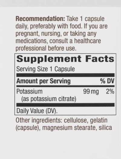 Nature's Way Potassium 100 capsules - High-quality Gluten Free by Nature's Way at 