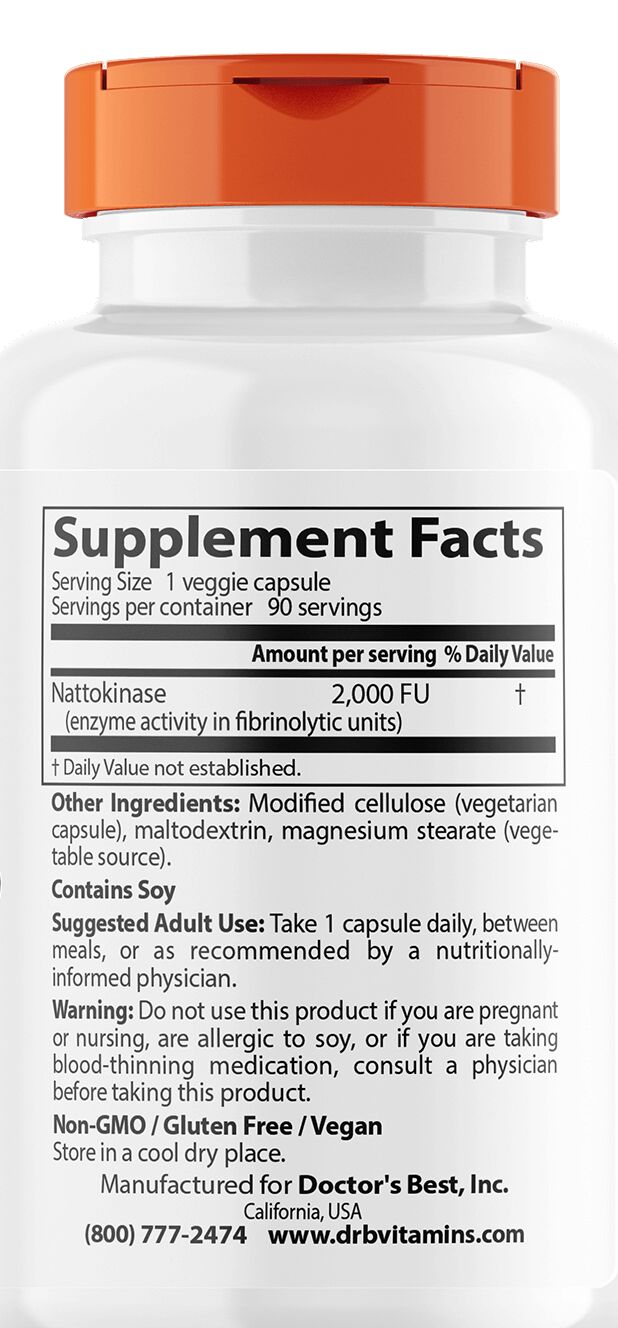 Doctor's Best Nattokinase 90 veggie caps - High-quality Herbs by Doctor's Best at BariatricPal Store