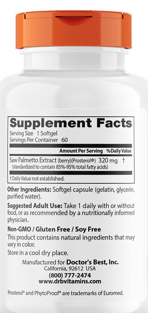 Doctor's Best Saw Palmetto 60 softgels - High-quality Herbs by Doctor's Best at BariatricPal Store