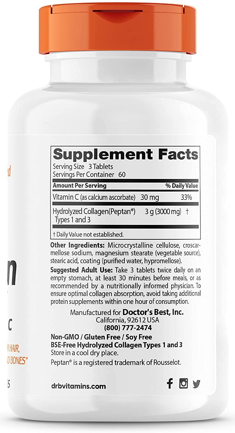 Doctor's Best Collagen Types 1 & 3 Tablets 180 tablets - High-quality Gluten Free by Doctor's Best at BariatricPal Store