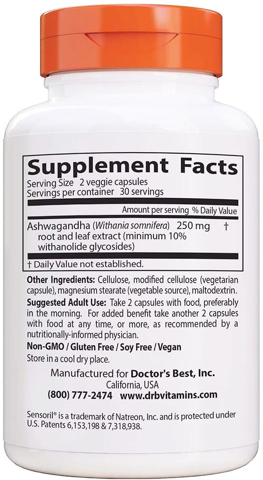 Doctor's Best Ashwagandha 60 capsules - High-quality Herbs by Doctor's Best at BariatricPal Store