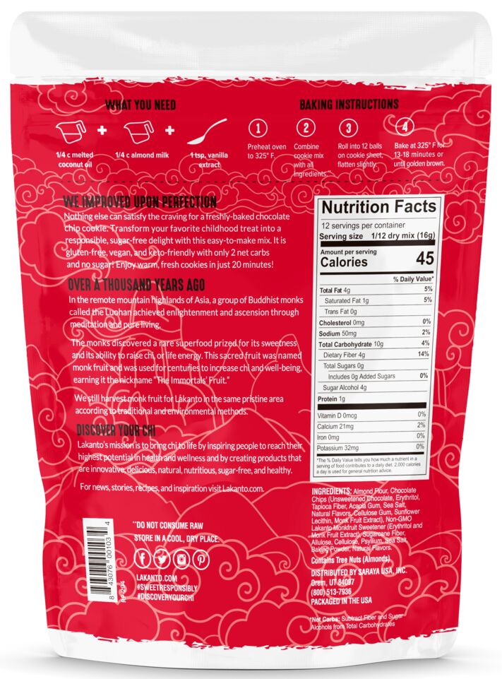 Lakanto Sugar Free Chocolate Chip Cookie Mix 6.77 oz - High-quality Baking Products by Lakanto at BariatricPal Store