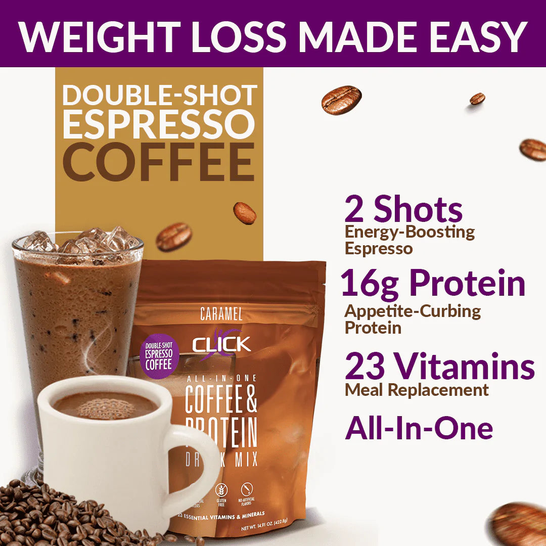 Click Coffee & Protein Powder Bag - Caramel - High-quality Protein Powder Tubs by Click at BariatricPal Store