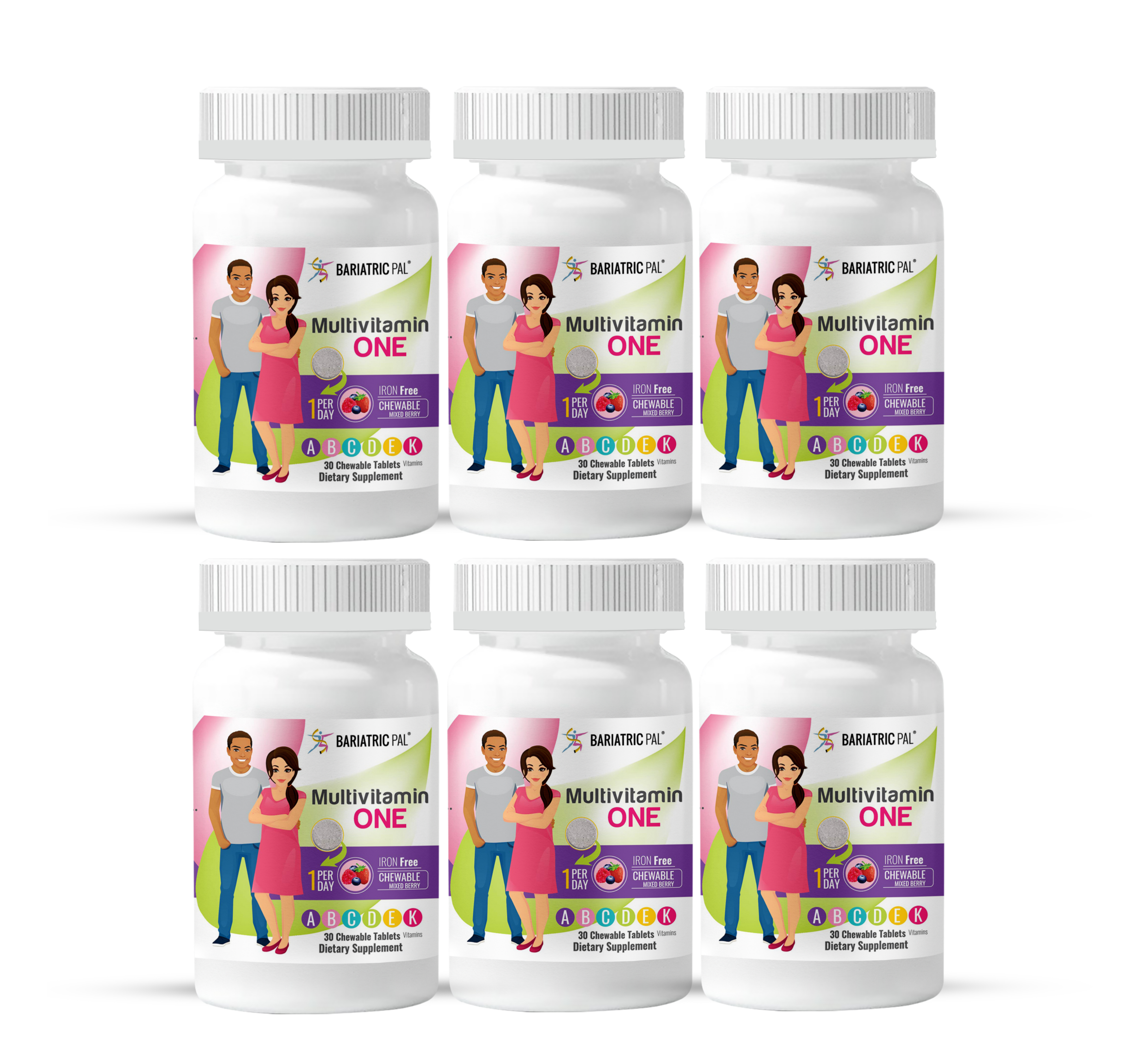 BariatricPal Multivitamin ONE "1 per Day!" Bariatric Multivitamin Chewable & IRON-FREE - Mixed Berry (NEW!) - High-quality Multivitamins by BariatricPal at BariatricPal Store