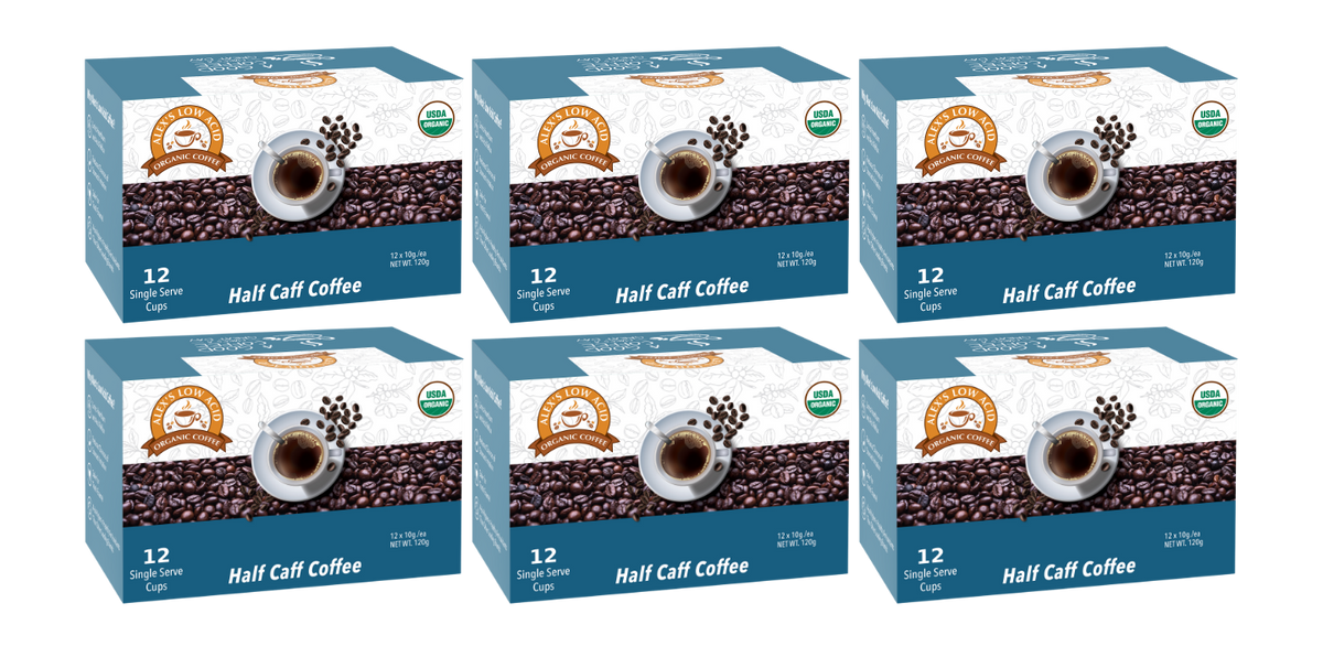 Alex's Low Acid Organic Coffee™ K-Cups - Half Caff - High-quality Coffee by Alex's Low Acid Coffee at BariatricPal Store