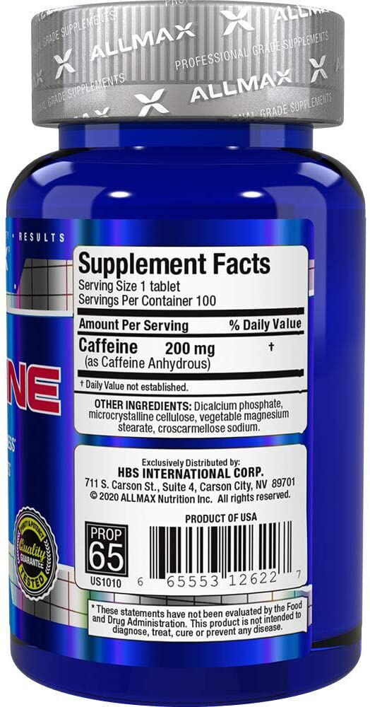 AllMax Nutrition Caffeine 100 tablets - High-quality Caffeine by AllMax Nutrition at BariatricPal Store