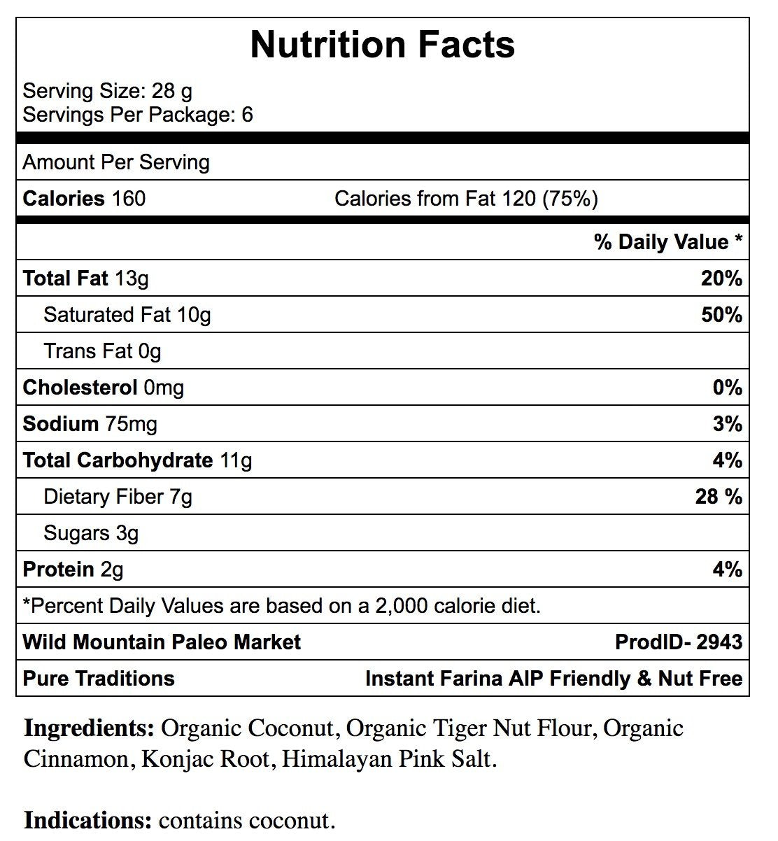Pure Traditions Gluten & Grain Free Instant Keto Farina 6 oz - High-quality Breakfast Foods by Pure Traditions at BariatricPal Store