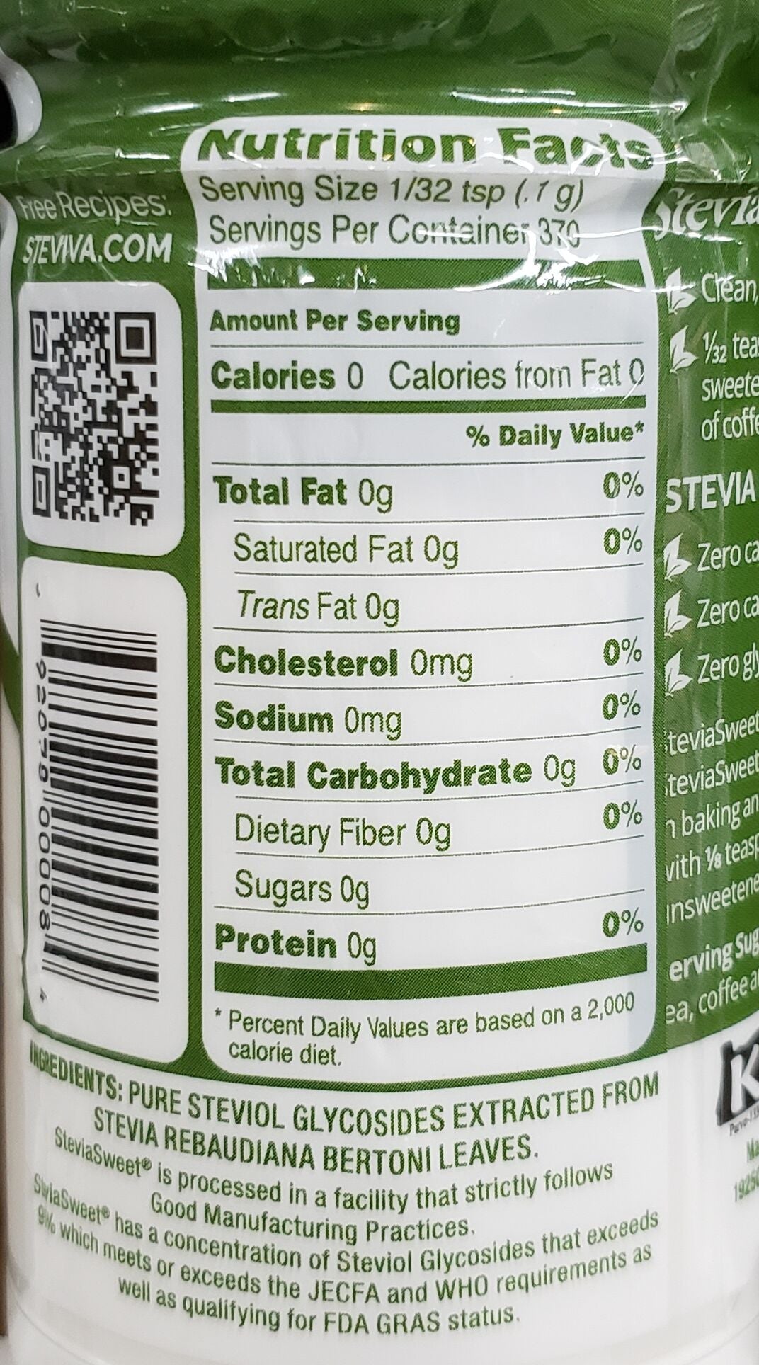 Steviva SteviaSweet Stevia Extract Powder 1.3 oz (37g) - High-quality Sweeteners by Steviva at BariatricPal Store