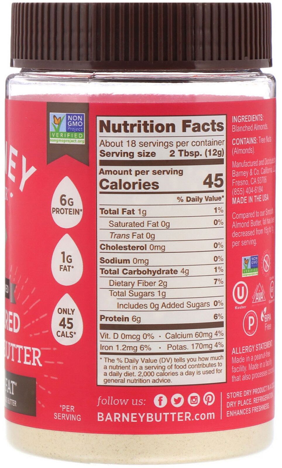 Barney Butter Powdered Almond Butter 8 oz - High-quality Nuts, Seeds and Fruits by Barney Butter at BariatricPal Store