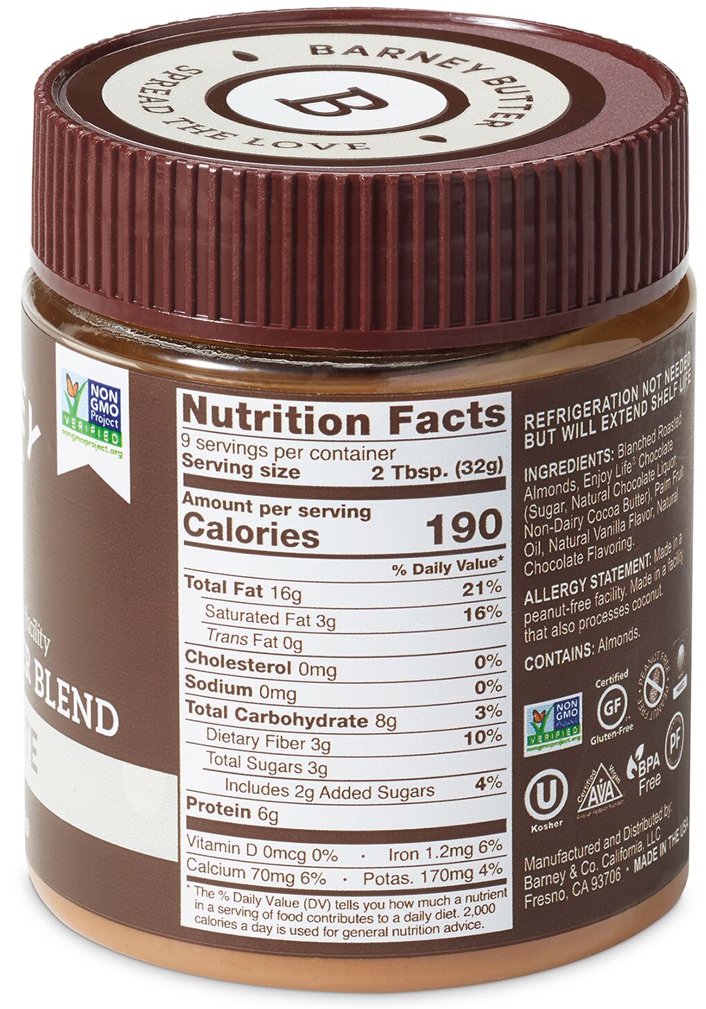 Barney Butter Almond Butter Blend - Chocolate 10 oz - High-quality Nuts, Seeds and Fruits by Barney Butter at BariatricPal Store