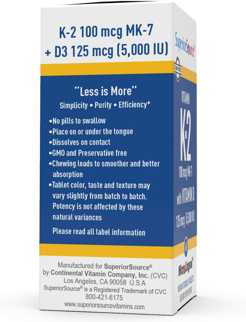 Superior Source Vitamin K2 100 MCG (MK-7) with Vitamin D3 5000 IU MicroLingual® Instant Dissolve Tablets - High-quality Vitamin K by Superior Source at BariatricPal Store