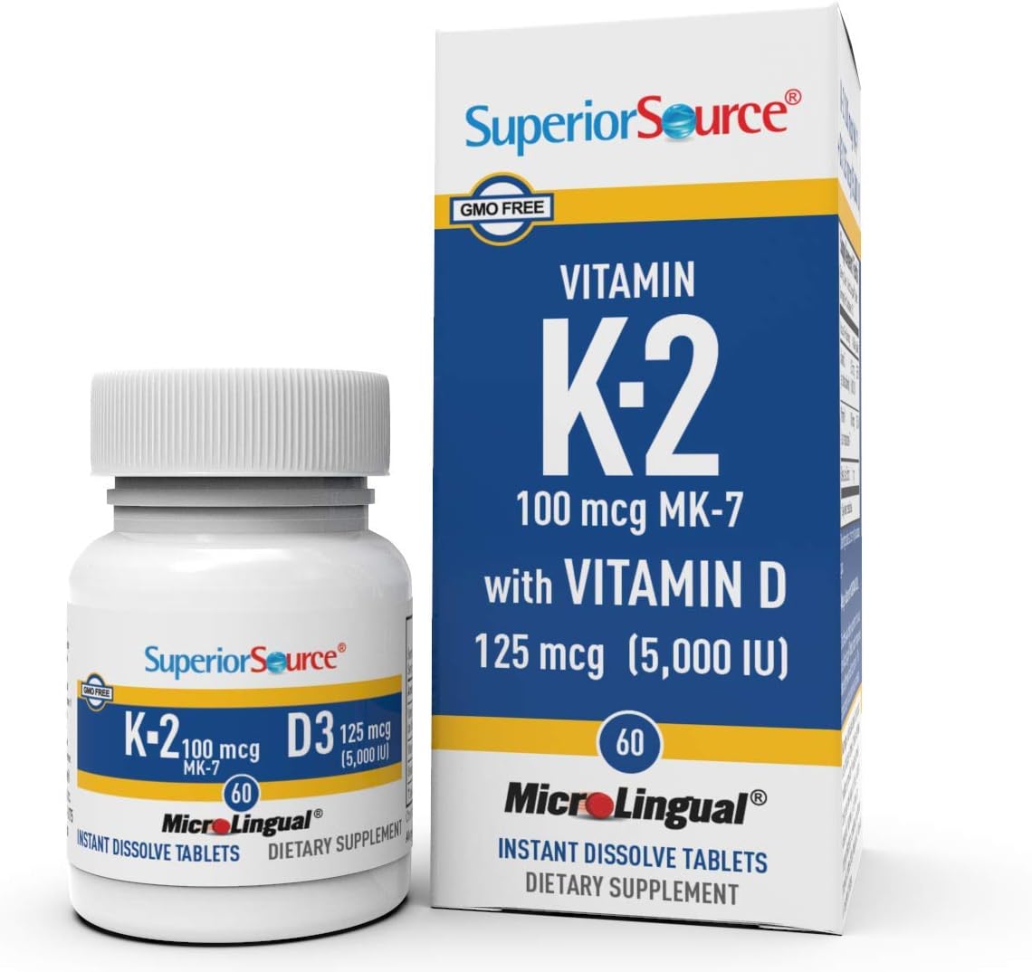 Superior Source Vitamin K2 100 MCG (MK-7) with Vitamin D3 5000 IU MicroLingual® Instant Dissolve Tablets - High-quality Vitamin K by Superior Source at BariatricPal Store