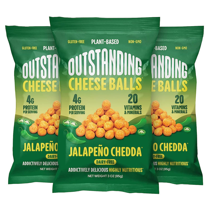 Cheese Balls by Outstanding Foods - Jalapeño Chedda (Plant Based & Dairy-Free!) - High-quality Cheese Snacks by Outstanding Foods at 