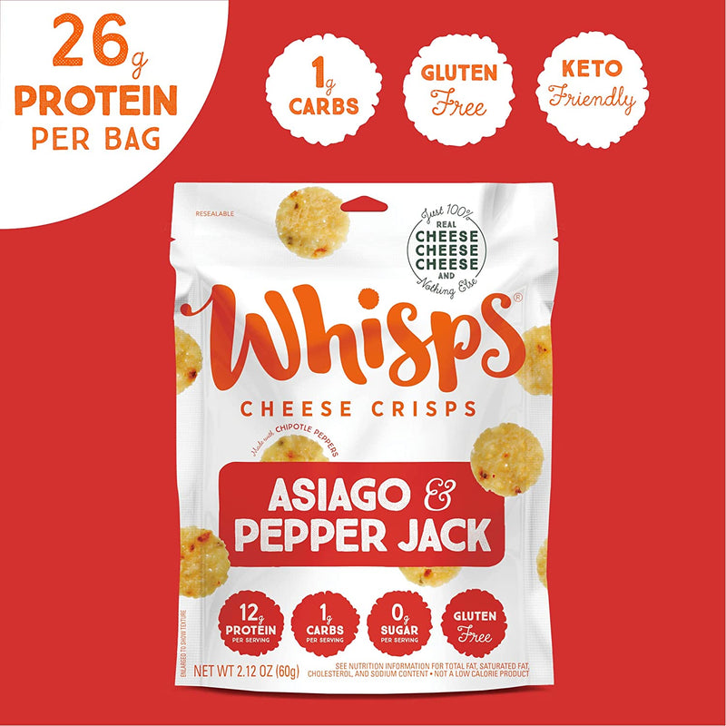 Cello Whisps Cheese Crisps - Asiago and Pepper Jack (2.12oz) - High-quality Cheese Snacks by Cello Whisps at 