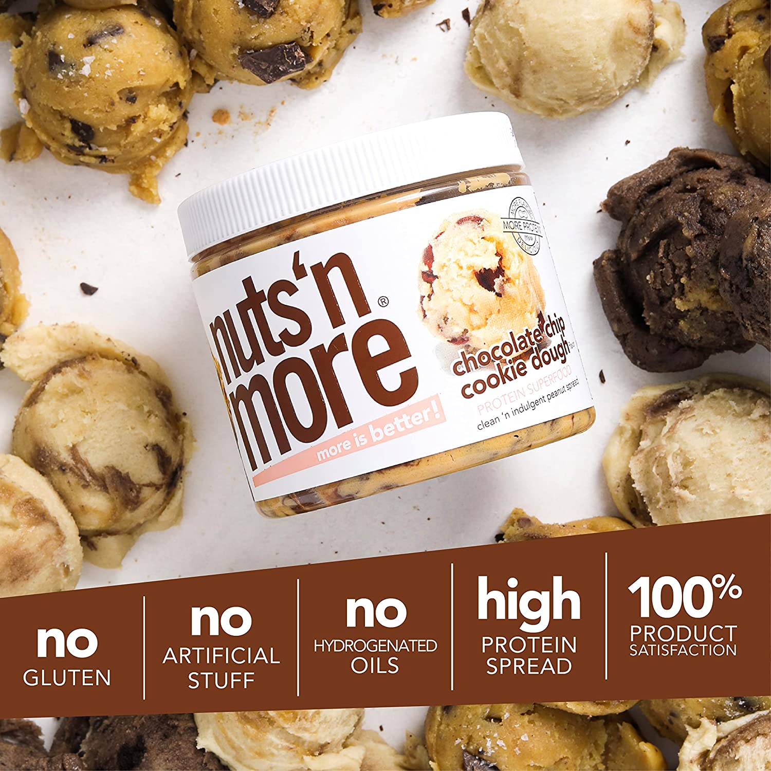 Nuts 'N More High Protein Peanut Butter Spread - Cookie Dough - High-quality Nut Butter by Nuts 'N More at BariatricPal Store