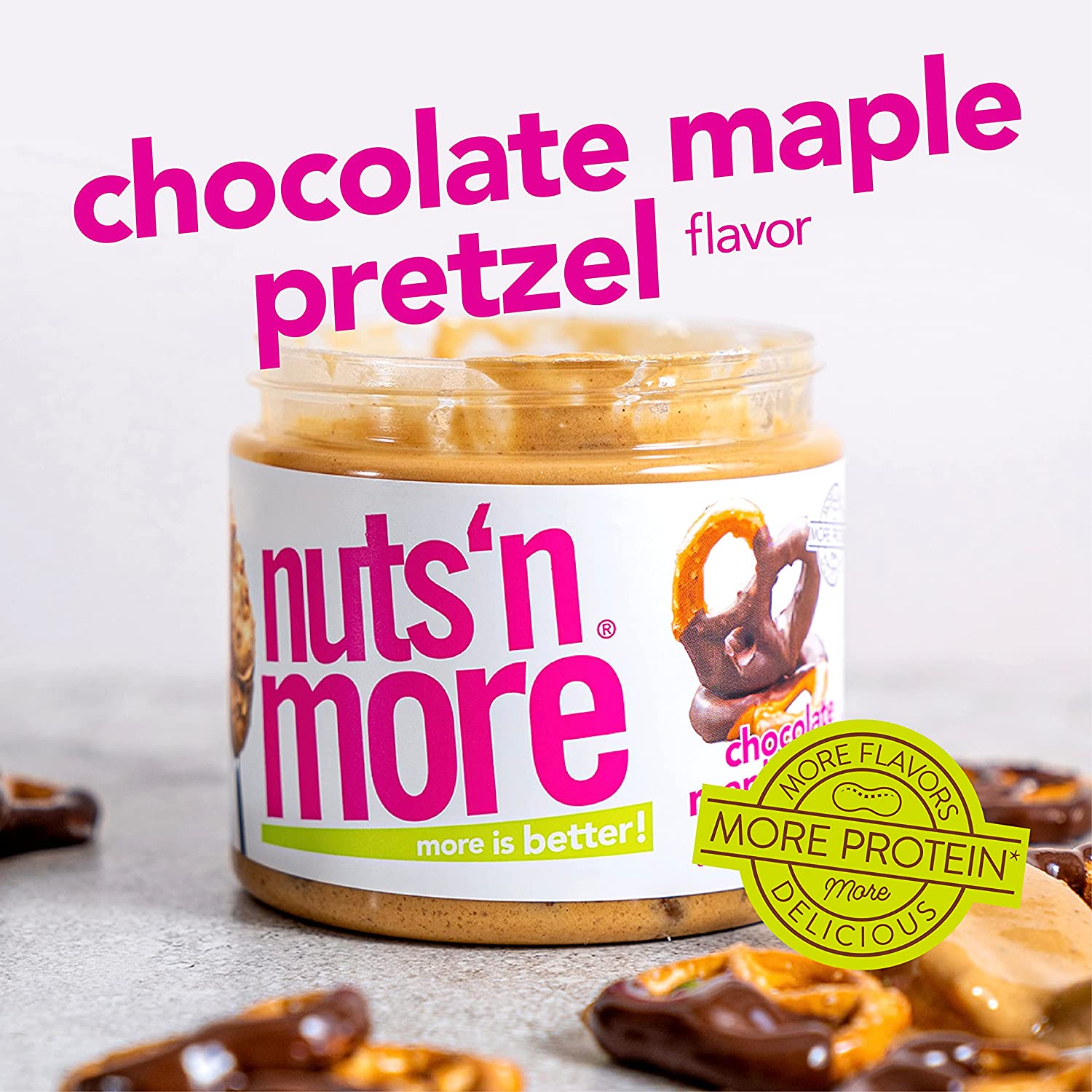 Nuts 'N More High Protein Peanut Butter Spread - Chocolate Maple Pretzel - High-quality Nut Butter by Nuts 'N More at BariatricPal Store