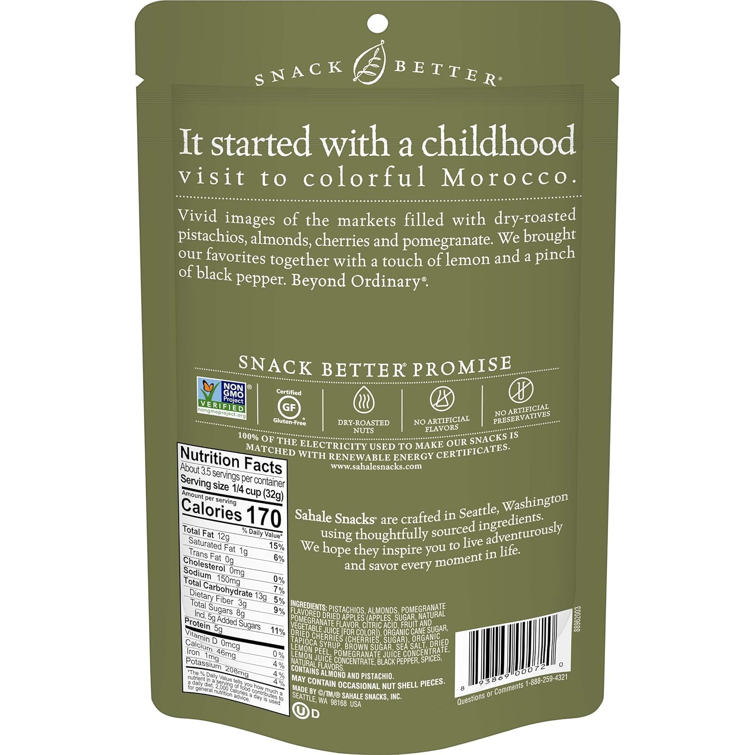 Sahale Snacks Pomegranate Pistachios Glazed Mix 4oz Bag - High-quality Nuts, Seeds and Fruits by Sahale Snacks at BariatricPal Store