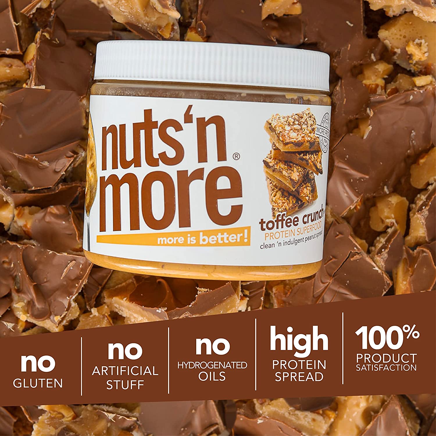 Nuts 'N More High Protein Peanut Butter Spread - Toffee Peanut Butter Crunch - High-quality Nut Butter by Nuts 'N More at BariatricPal Store