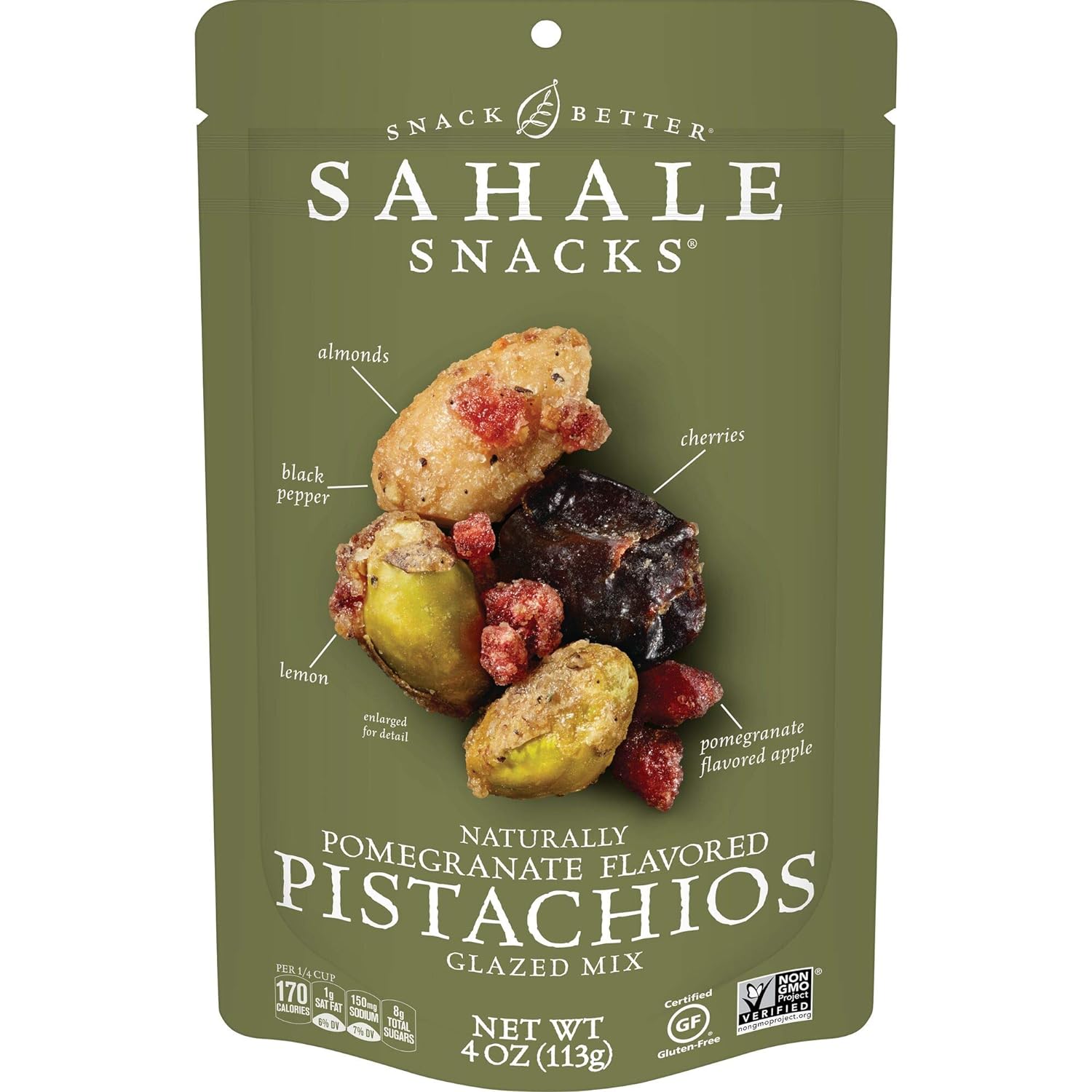 Sahale Snacks Pomegranate Pistachios Glazed Mix 4oz Bag - High-quality Nuts, Seeds and Fruits by Sahale Snacks at BariatricPal Store