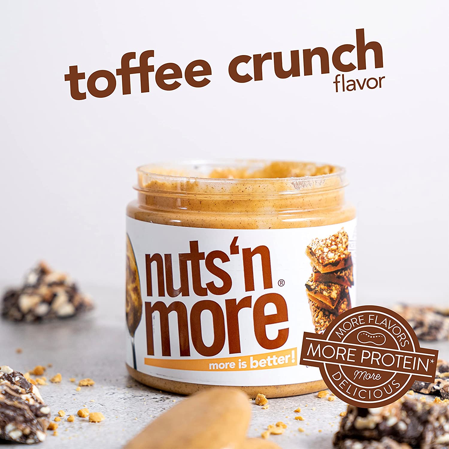 Nuts 'N More High Protein Peanut Butter Spread - Toffee Peanut Butter Crunch - High-quality Nut Butter by Nuts 'N More at BariatricPal Store