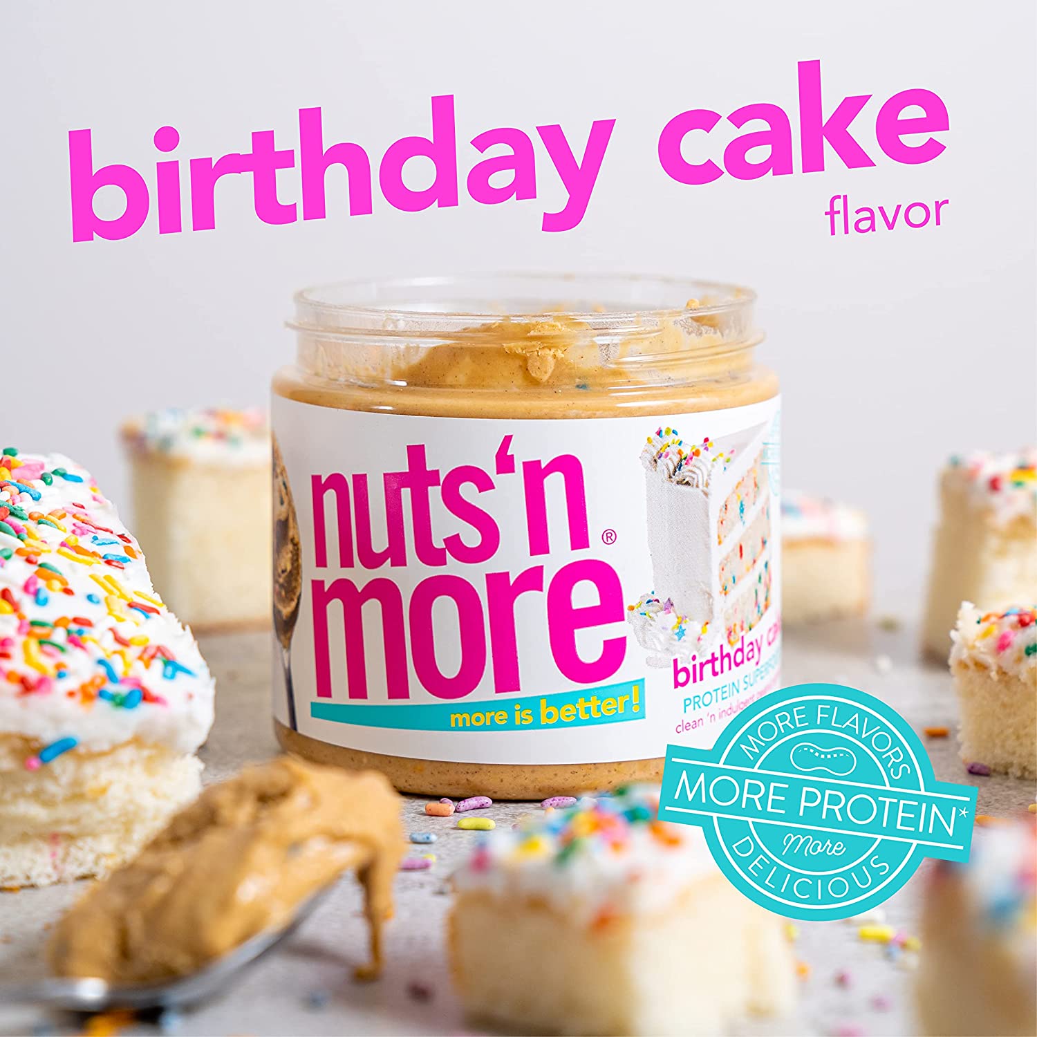 Nuts 'N More High Protein Peanut Butter Spread - Birthday Cake - High-quality Nut Butter by Nuts 'N More at BariatricPal Store